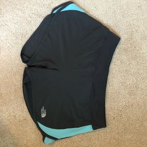 Charcoal and turquoise north face running shorts